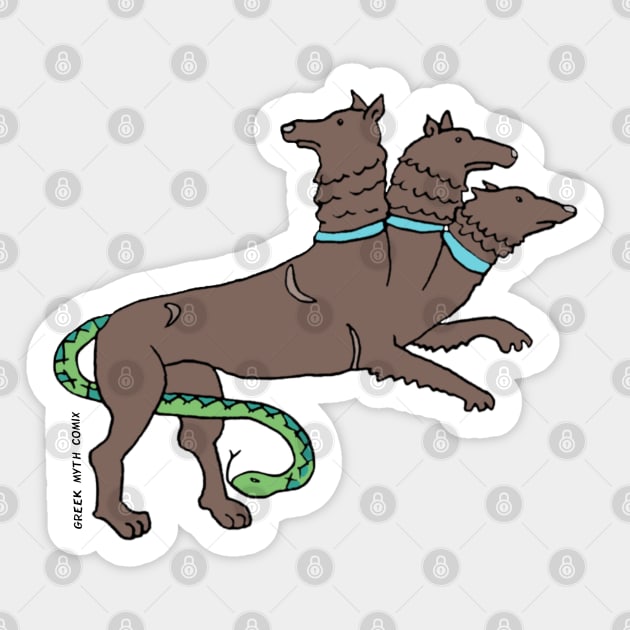 Greek Myth Comix - Cerberus, Hound of COLOURS! Sticker by GreekMythComix